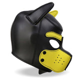 Máscara De Perro De Neopreno Con Hocico Extraíble Negro Y Amarillo Talla L
