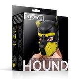 Máscara De Perro De Neopreno Con Hocico Extraíble Negro Y Amarillo Talla L