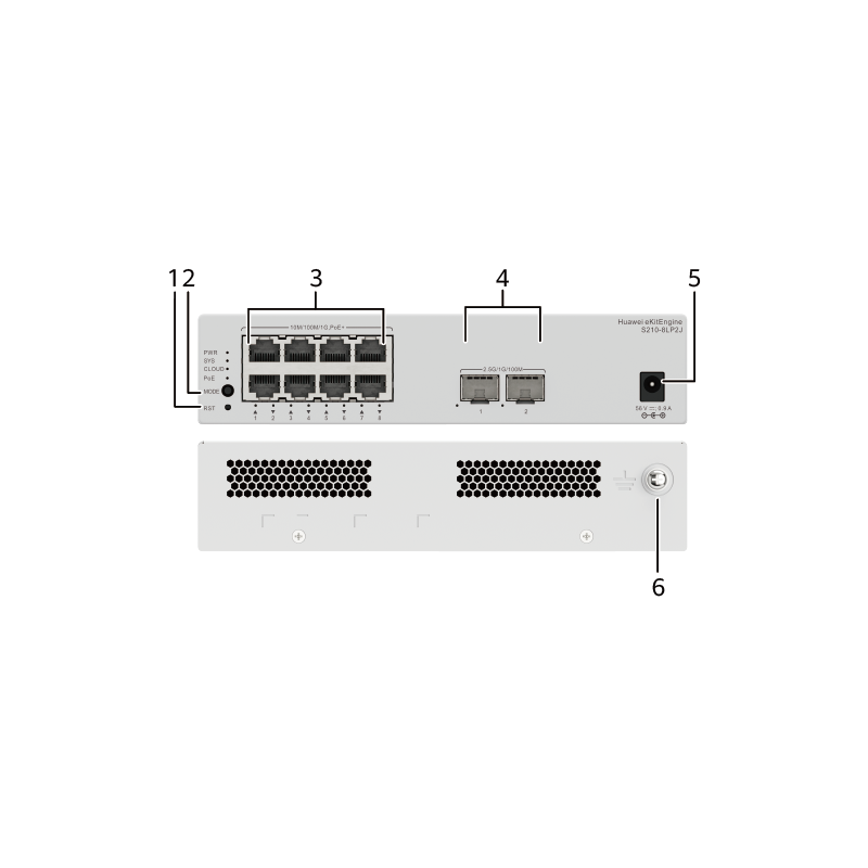Huawei S210-8lp2j (8*10/100/1000base-T Ports (32w Poe+), 2*2.5ge Sfp Ports, With 1*Ac Power Adapter, Fanless)"