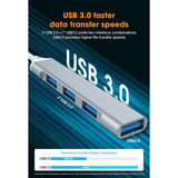 Hub 4 Puertos Usb-C A 4x Usb 3.0 De Alta Velocidad Plata