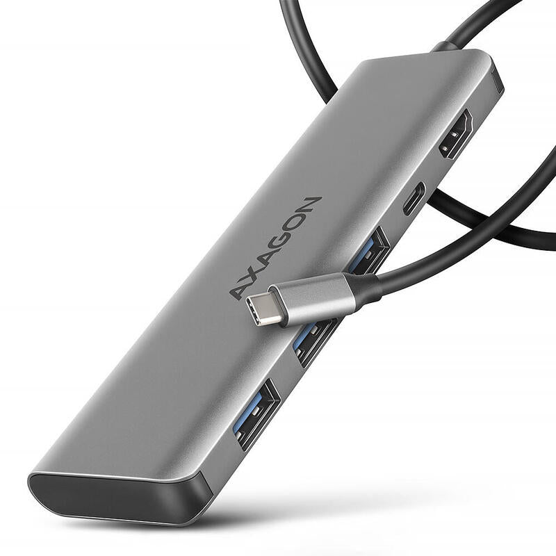 Hub Axagon Hmc-5h Usb-C 3.2 Gen 1 , 3x Usb-A, 4k Hdmi, Pd 100w - Plata