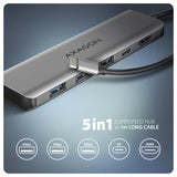 Hub Axagon Hmc-5h Usb-C 3.2 Gen 1 , 3x Usb-A, 4k Hdmi, Pd 100w - Plata