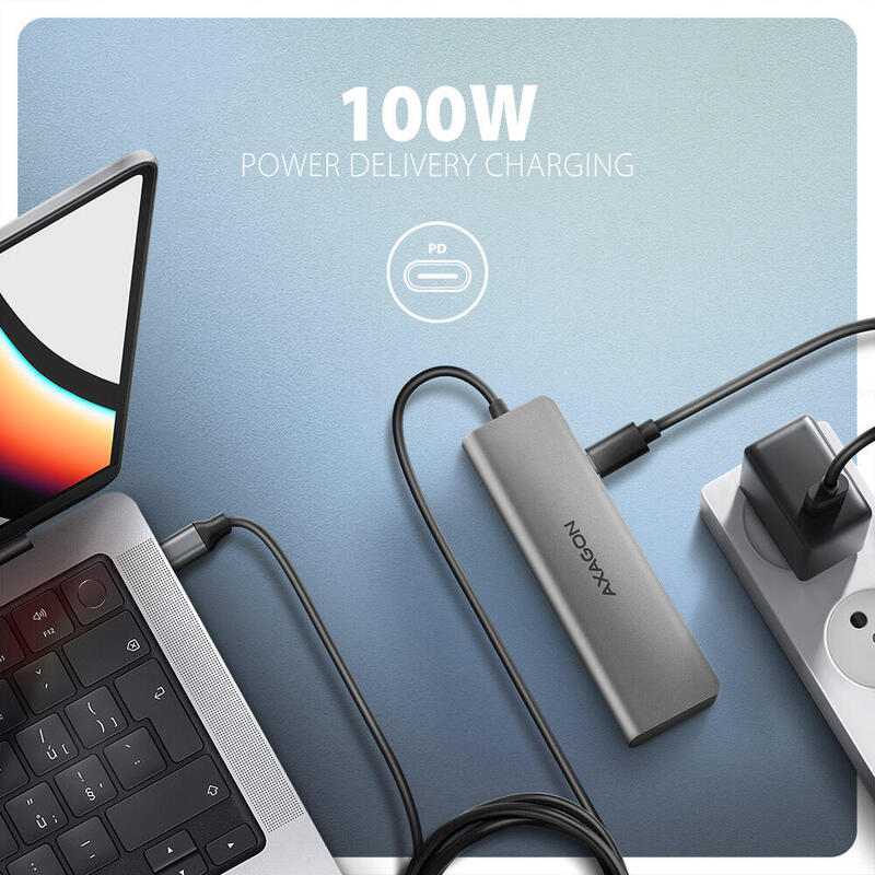 Hub Axagon Hmc-5h Usb-C 3.2 Gen 1 , 3x Usb-A, 4k Hdmi, Pd 100w - Plata
