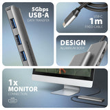 Hub Axagon Hmc-5h Usb-C 3.2 Gen 1 , 3x Usb-A, 4k Hdmi, Pd 100w - Plata