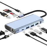 Hub Byl-2310 11-En-1 Usb Tipo-C A Hdmi/Usb 3.0/Rj45/Usb Tipo C/Pd/3.5mm Negro