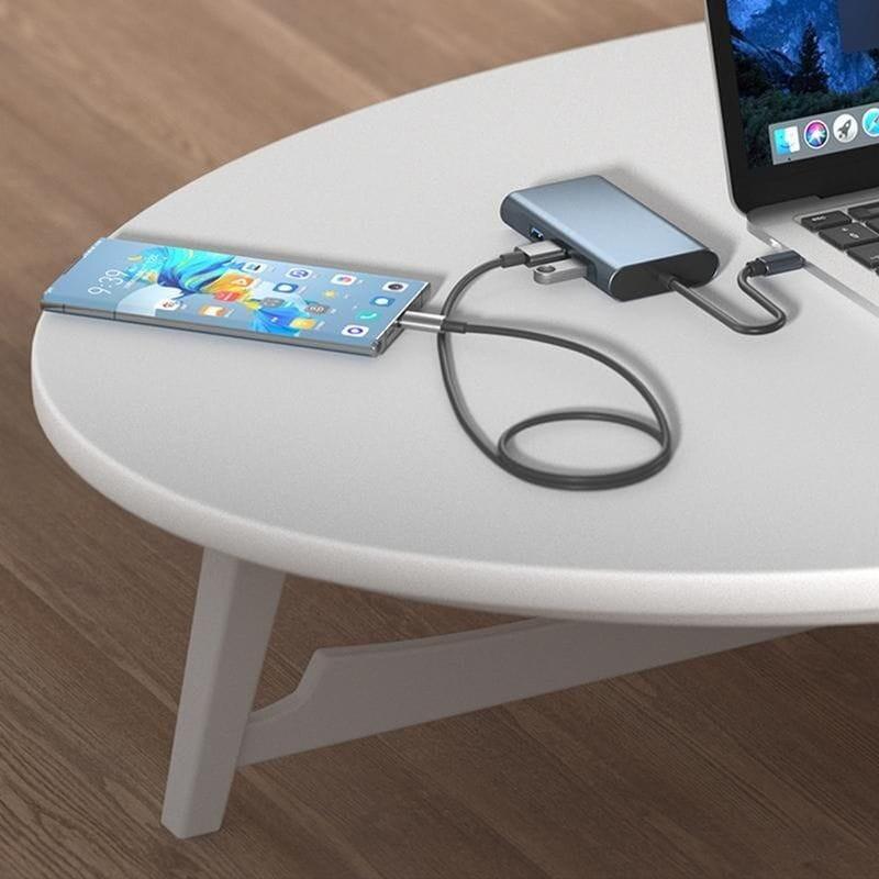 Hub Byl-2311 8 En 1 Usb Tipo-C A Usb3.2/Usb Tipo C/ Hdmi/Vga/Rj45 Negro