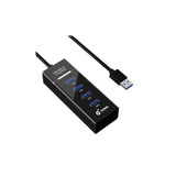 Hub Cromad Usb 2.0 - Longitud 30cm - Indicador Led 480 Mbps  4 Puertos - Sin Instalacion Negro