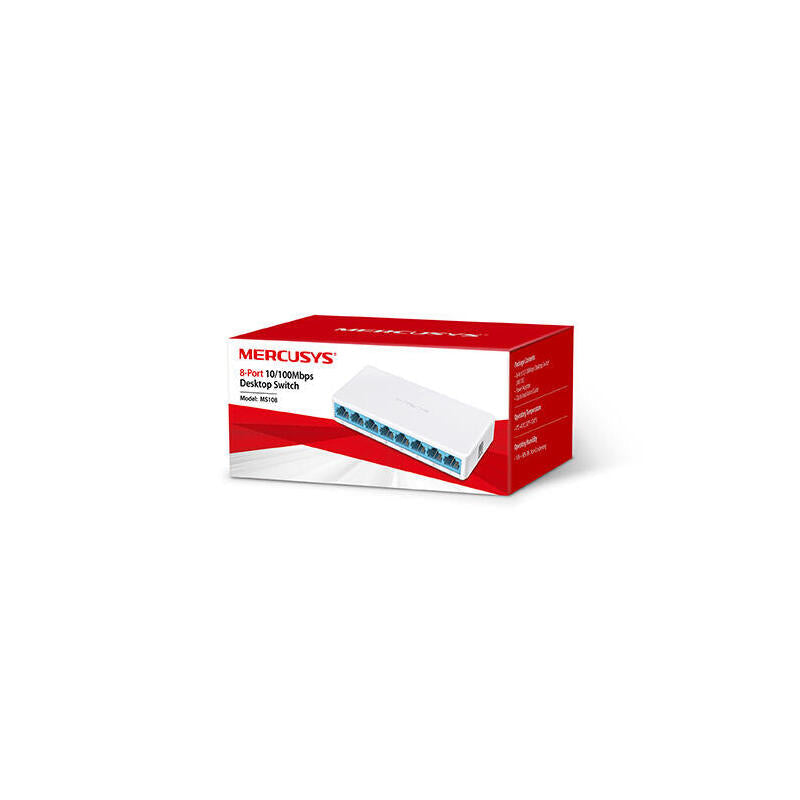 Hub Switch 8 Ptos 10/100 Mercusys Ms108  8xfast Ethernet / Tamaño Reducido Ms108