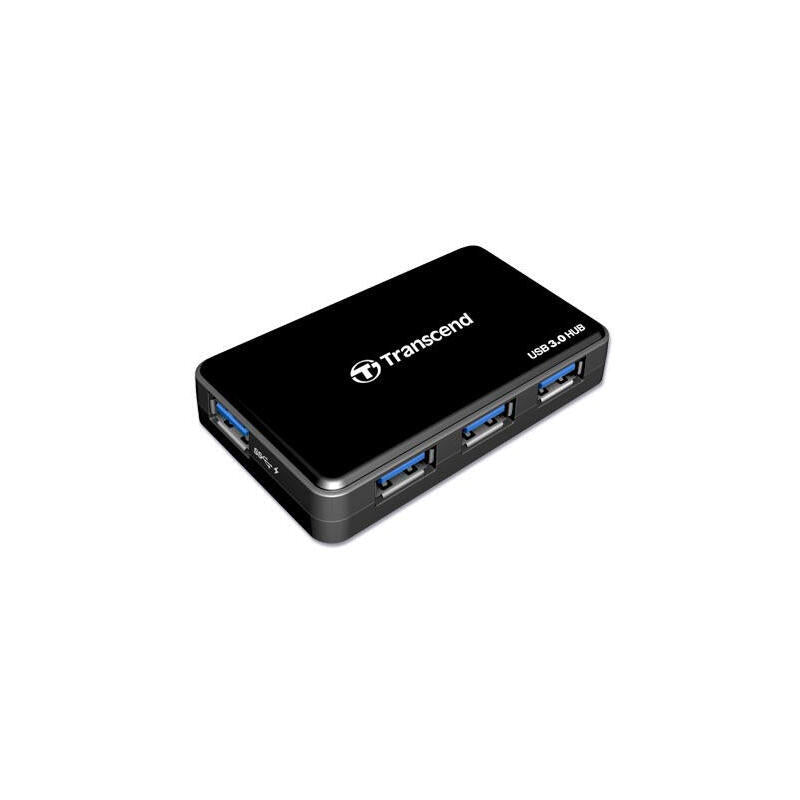 Hub Transcend Hub3k 4ptos Usb3.0 Negro+Adaptador De Pared 5000 Mbit/S