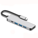 Hub Usb Byl 2008 5 En 1 Usb Tipo-C/Hdmi+Usb 3.0+Usb 2.0+Usb Tipo C Plata