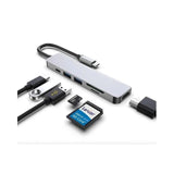 Hub Usb Byl-2010 6 En 1 Usb Tipo-C/Hdmi+Usb 3.0+Usb 2.0+Tipo C+Microsd+Tf Gris