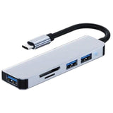 Hub Usb Byl-2103t 5 En 1 Usb-C/Usb 3.0+2.0+Microsd+Sd Plata