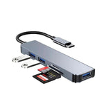 Hub Usb Byl-2103t 5 En 1 Usb-C/Usb 3.0+2.0+Microsd+Sd Plata