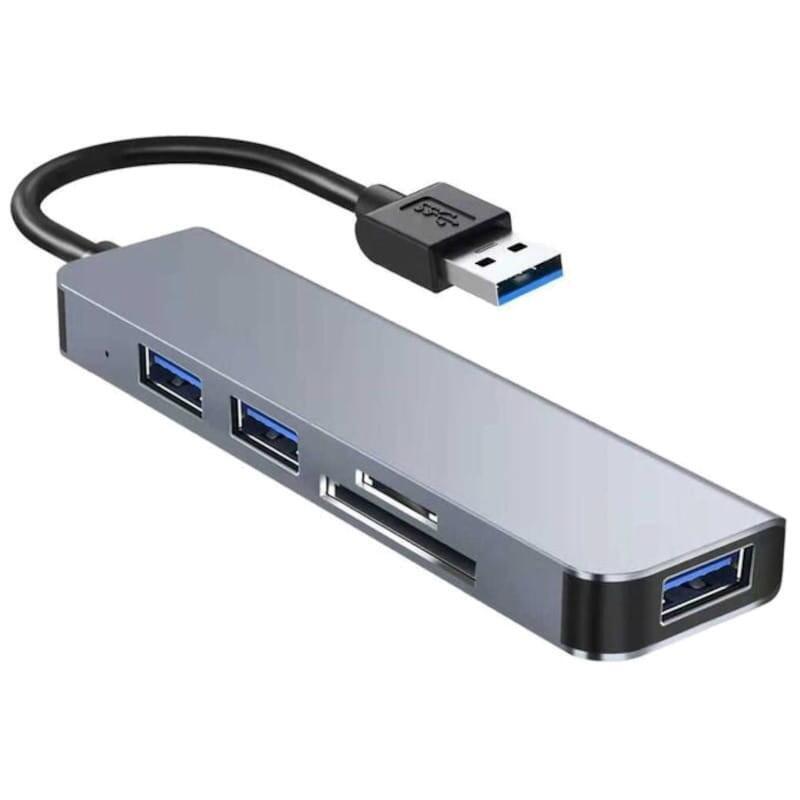 Hub Usb Byl-2103u 5 En 1 Usb/Usb 3.0+2.0+Tarjeta Sd+Microsd Plata