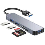 Hub Usb Byl-2103u 5 En 1 Usb/Usb 3.0+2.0+Tarjeta Sd+Microsd Plata