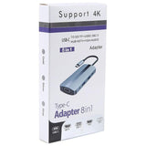 Hub Usb Byl-2105 8 En 1 Usb-C /Usb 3.0+2.0+Usb Tipo C+Vga+Hdmi+Microsd+Tf Plata