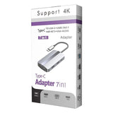 Hub Usb Byl-2106 7 En 1 Usb-C/Usb 3.0+2.0+Usb Tipo C+Vga+Hdmi Plata