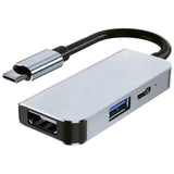 Hub Usb Byl 2122  3 En 1 Usb Tipo C/Hdmi+Usb 3.0 +Usb Tipo C Plata
