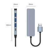 Hub Usb Byl-2301u 5 En 1 Usb Tipo C+Usb 3.0 Plata