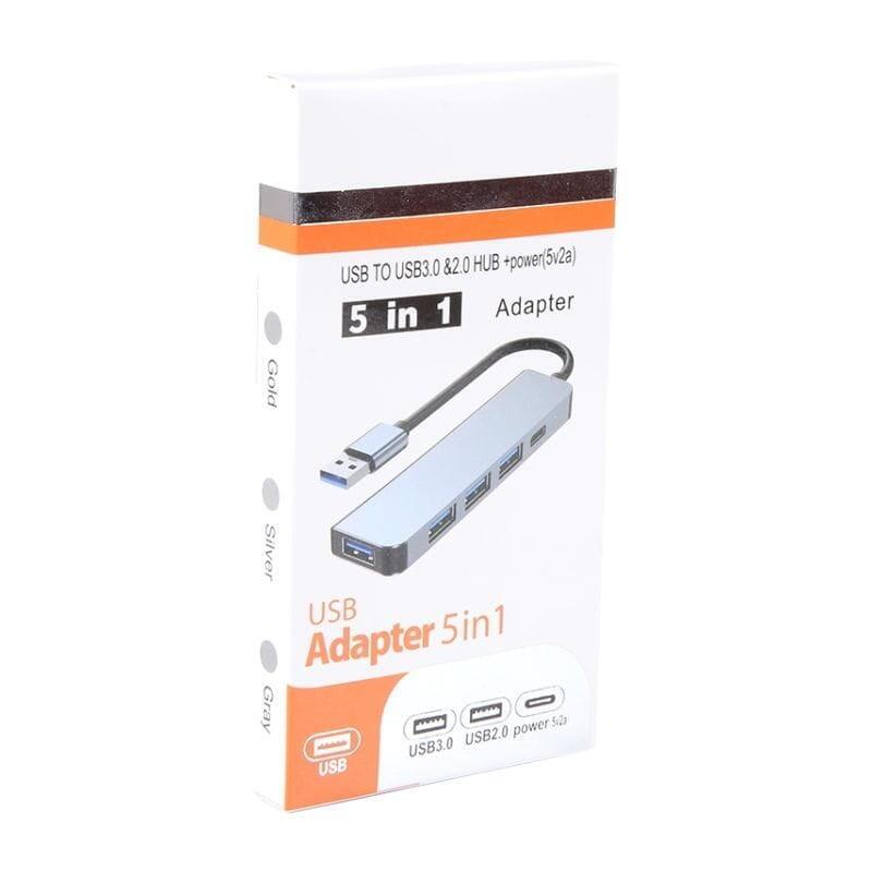 Hub Usb Byl-2301u 5 En 1 Usb Tipo C+Usb 3.0 Plata