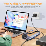 Hub Usb-C Multipuerto 7 En 1 Con 5 X Usb 3,0/2.0 , 2 X Usbc Pd 60w