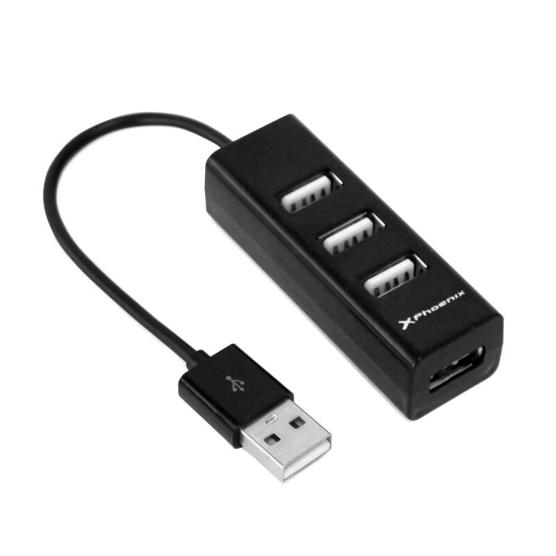 Hub Usb Phoenix 4 Puertos Usb - Usb 2.0 - Negro