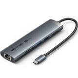 Hub Usb Tipo-C 3.2 Vention Tgvhb 2xusb 1xusb Tipo-C Pd 1xusb Tipo-C 1xrj45 1xlector De Tarjetas 1xjack 3.5mm 1xhdmi 15cm