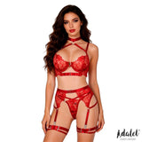 Hyacinth Set Sujetador, Tanga Y Liguero Rojo Talla (Interno):S/M