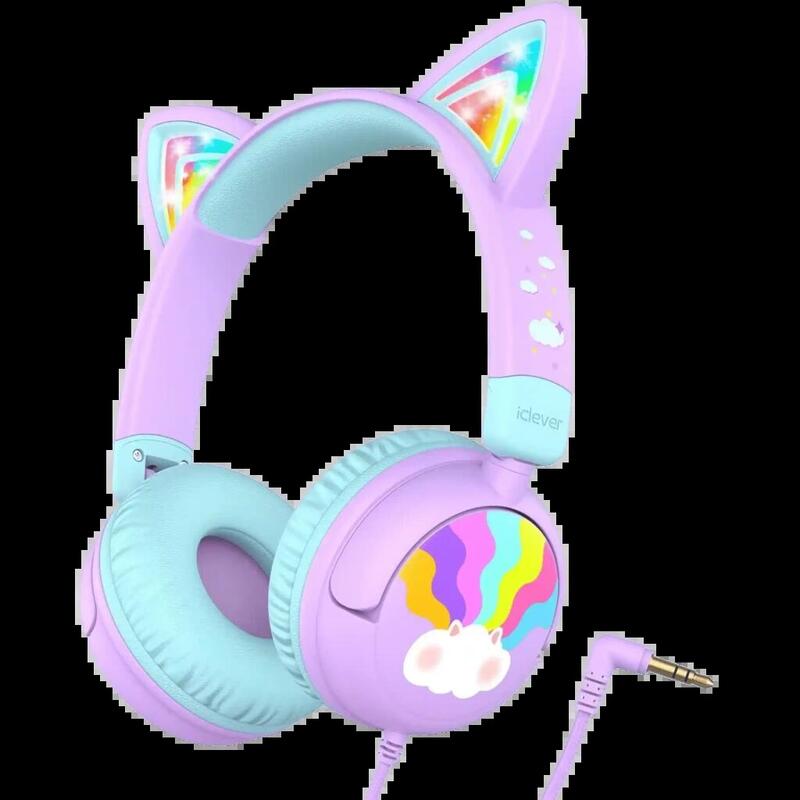 Iclever Wired Kids Headphones Cat Ear, Hs25, Purple