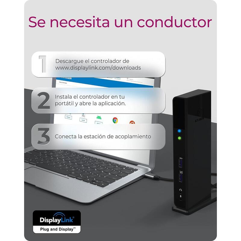 Icy Box Dockingstation Multi Ib-Dk22 Icy Box Ib-Dk2251ac, Para Portátiles / Pc