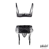 Ilia Set De Sujetador Abierto, Liguero Y Tanga Talla 44-46