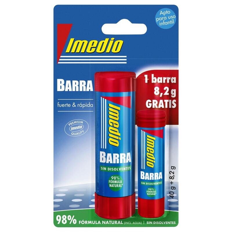 Imedio Pack De 2 Barras De Pegamento De 1x 40grs + 1x 8.2grs - Sin Disolventes - Lavable - Apto Para Uso Escolar