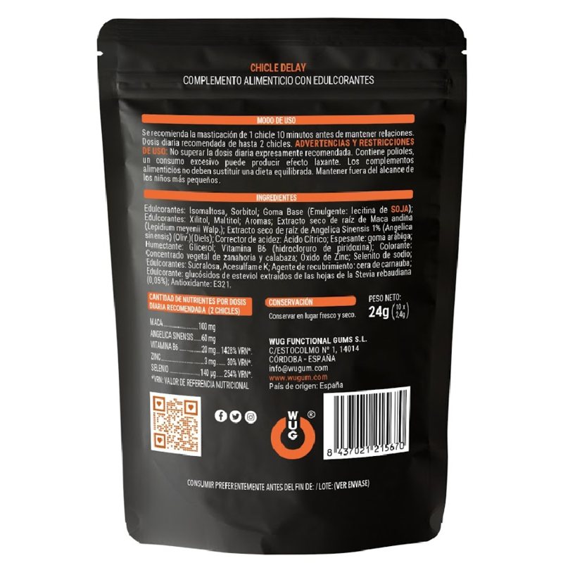 Wug Sex Sense - Delay Chicle Retardante Eyaculacion 10 Unidades