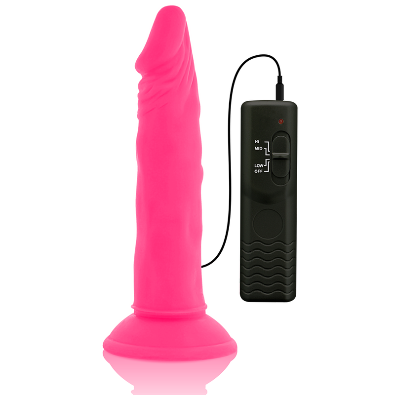 Diversia - Dildo Flexible Con Vibracion Rosa 23 Cm -O- 4.3 Cm