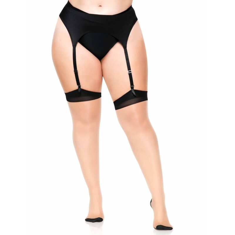 Leg Avenue - Medias Nude Con Tacon Cubano Y Costura Trasera Plus