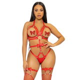 Leg Avenue Kink Teddy Arnés Con Tachuelas Talla M - Rojo