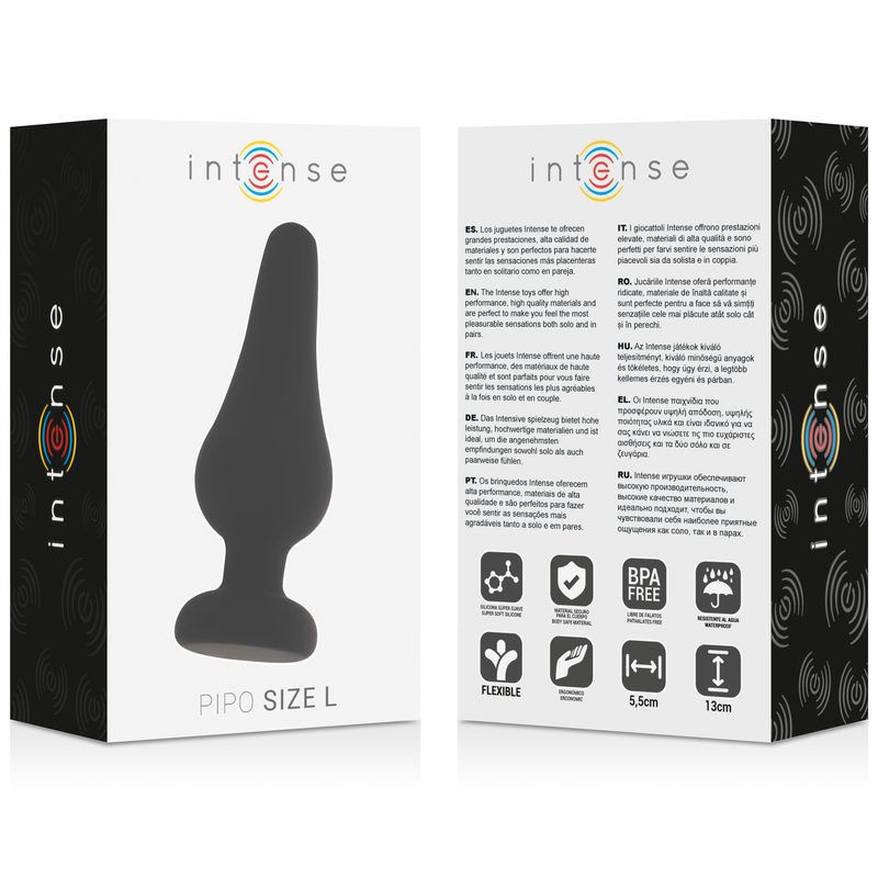 Intense - Anal Plug Pipo L Silicone Negro 13 Cm