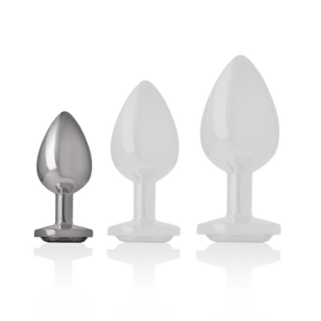 Intense - Plug Anal Metal Aluminio Con Cristal Negro Talla S