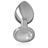 Intense - Plug Anal Metal Aluminio Con Cristal Plata Talla M