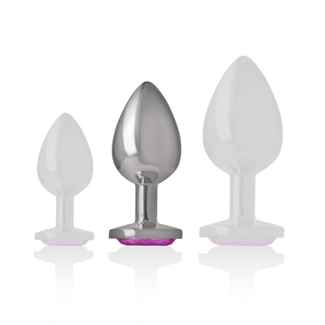 Intense - Plug Anal Metal Aluminio Con Cristal Rosa Talla M