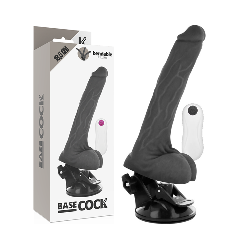 Basecock - Vibrador Articulable Control Remoto Negro 18.5 Cm -O- 4 Cm