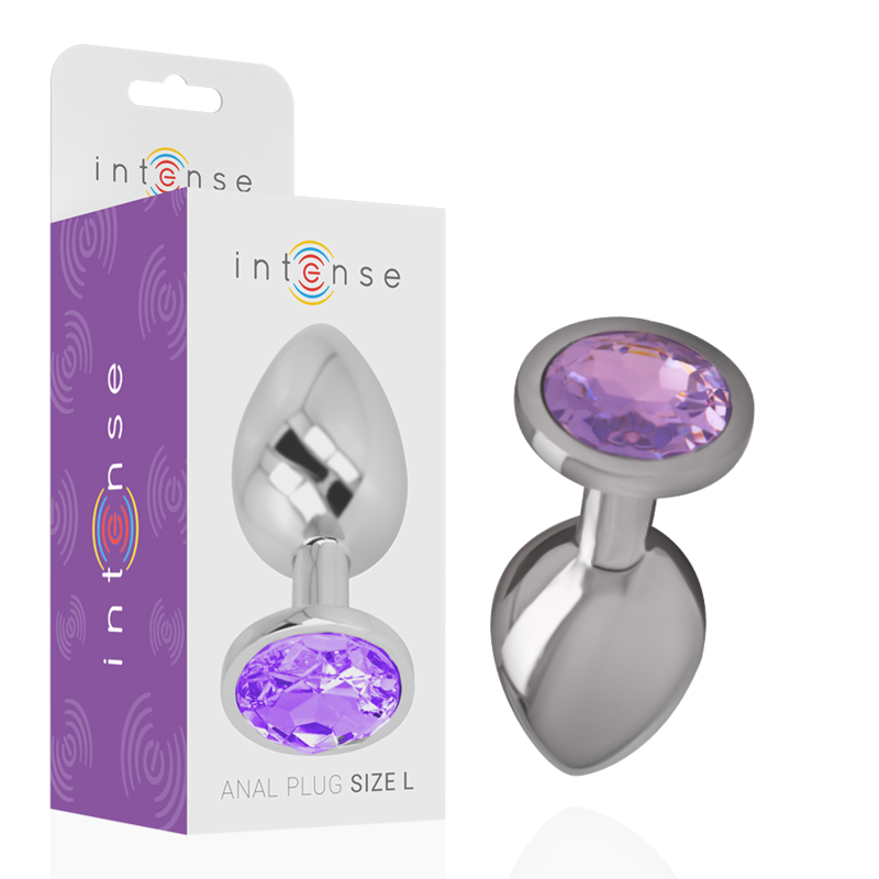 Intense - Plug Anal Metal Aluminio Con Cristal Violeta Talla S