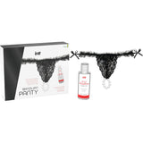 Intt Releases - Panty Brasileña Negra Con Perlas Y Gel Lubricante 50 Ml