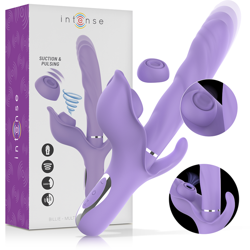 Intense - Billie Vibrador Multifunción Recargable Succionador Con Pulsador Morado