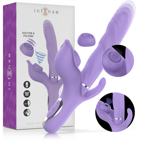 Intense - Billie Vibrador Multifunción Recargable Succionador Con Pulsador Morado
