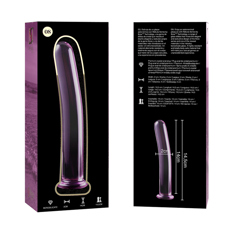 Nebula Series By Ibiza - Modelo 8 Dildo Cristal Rosa 14.5 Cm -o- 2 Cm