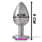 Intense - Plug Anal Metal Aluminio Con Cristal Rosa Talla L
