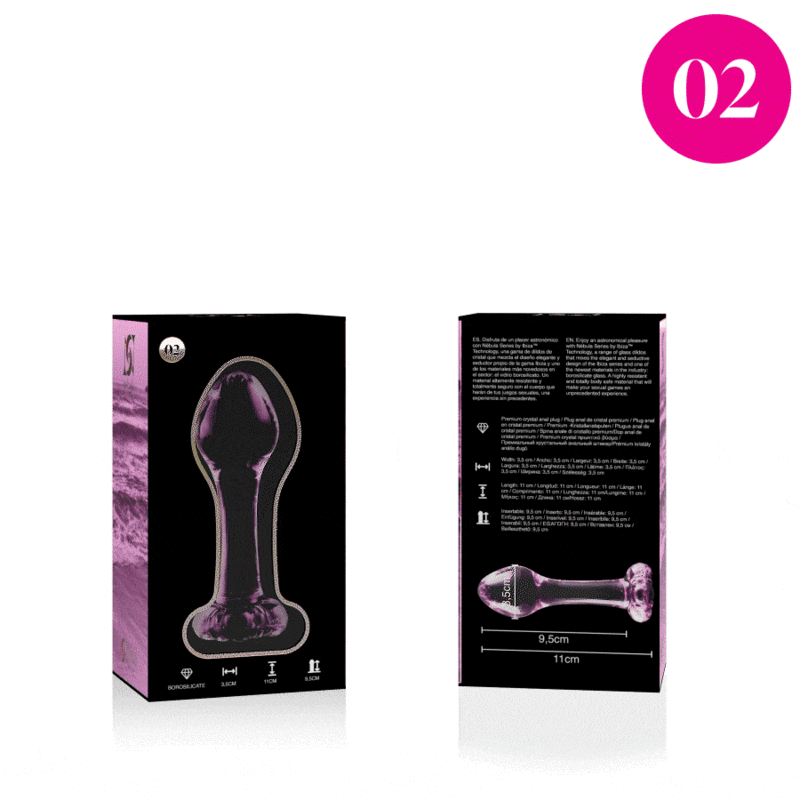 Plug Cristal Nebula Series By Ibiza - Modelo 2  Borosilicato 11 X 3.5 Cm Rosa