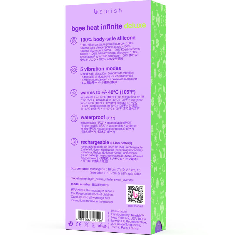 B Swish - Bgee Heat Infinite Deluxe Vibrador Recargable Silicona Lavanda
