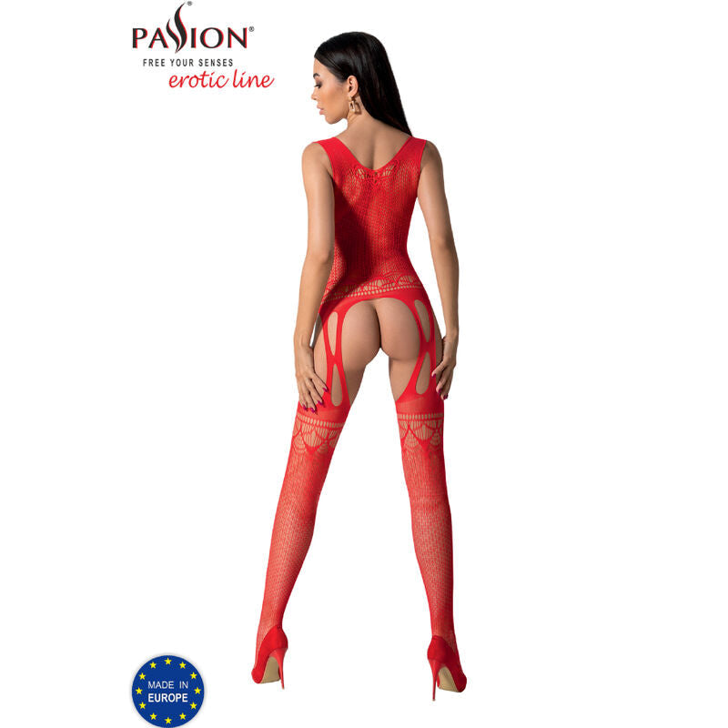 Passion - Bs099 Bodystocking Rojo Talla Unica